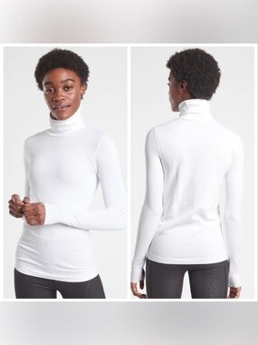 Athleta Blizzard Ribbed Turtleneck White New Size 1X